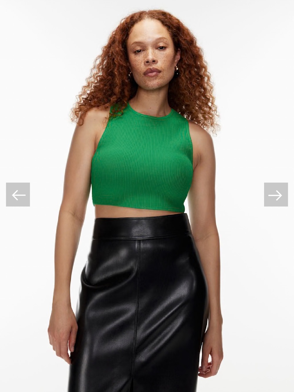 BABATON Ribbed Cropped Racerback Tank Top Women’s XS Green